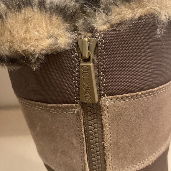 Cougar fur lined leather snow boots - Picture 5 of 9